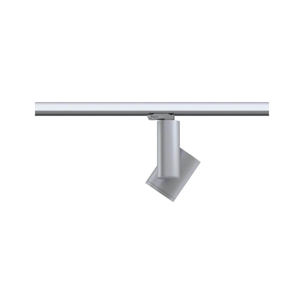 ProRail3 LED Schienenspot Zeuz 15° Dimmbar Silber auf Schienensystem montiert