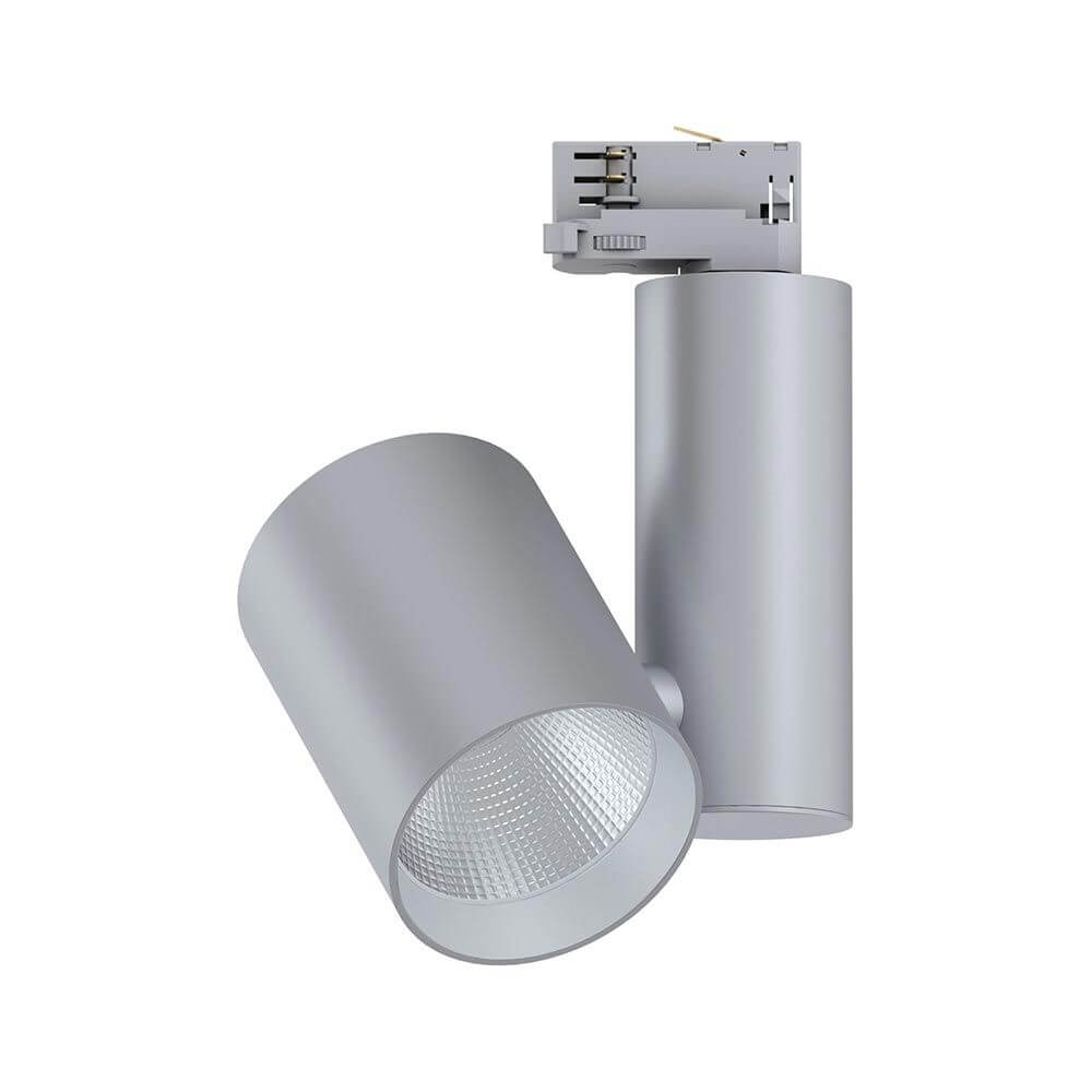 ProRail3 LED Schienenspot Zeuz 9° Dimmbar Silber mit Präzisionslinse und flexiblem Design.