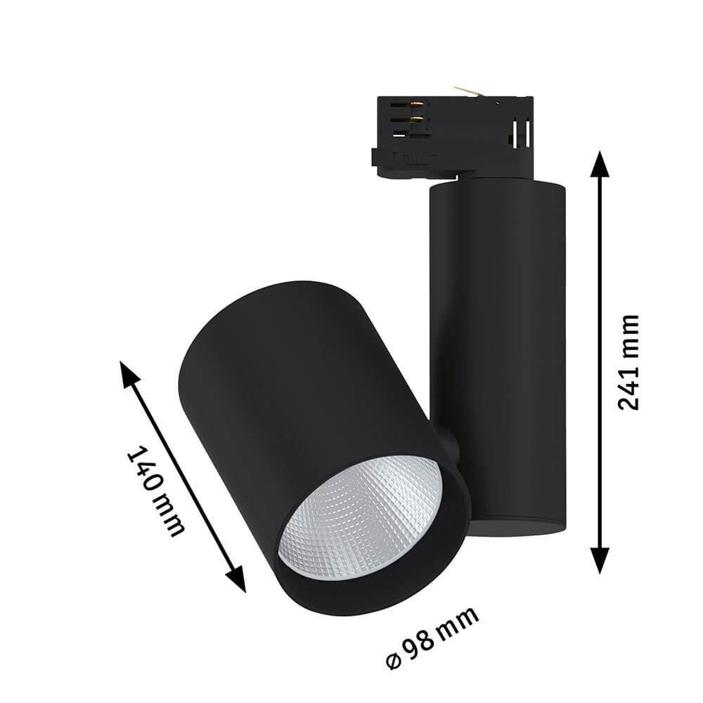 ProRail3 LED Schienenspot Zeuz 9° Schwarz Dimmbar mit präziser Linse und flexibler Ausrichtung.