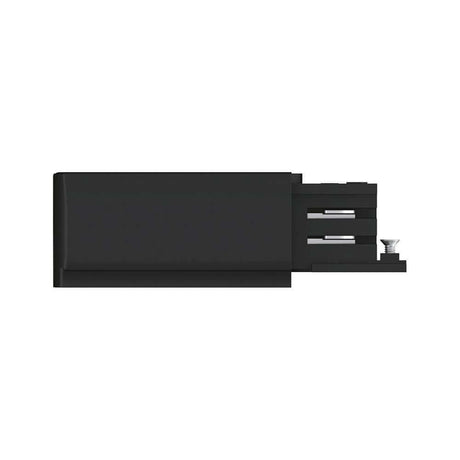 ProRail3 feed-in end left black for 3-phase track system in elegant black.