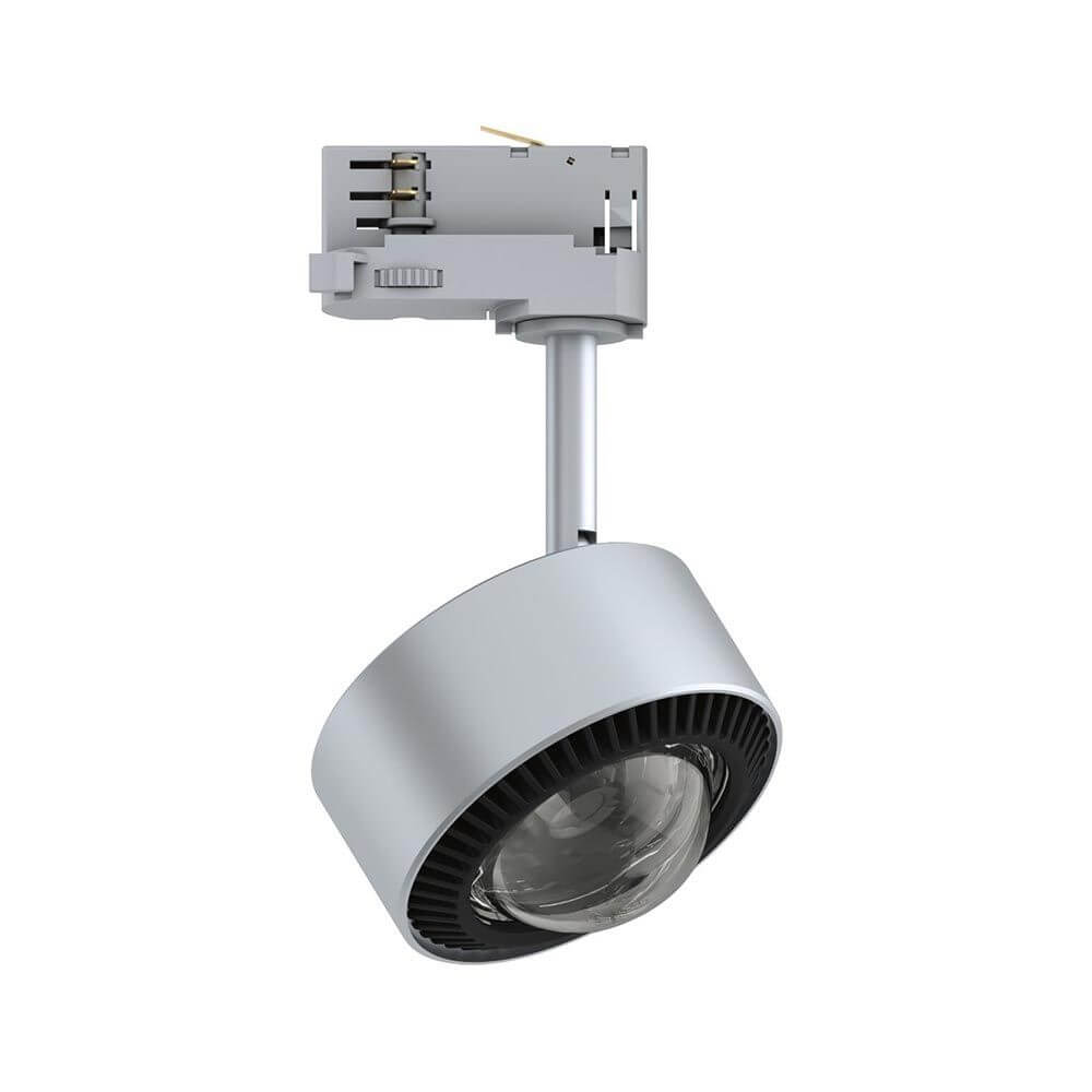 ProRail3 LED Schienenspot Aldan 8,2W Dimmbar Silber, Schwarz mit Halbkugel-Glaslinse und modernem Design