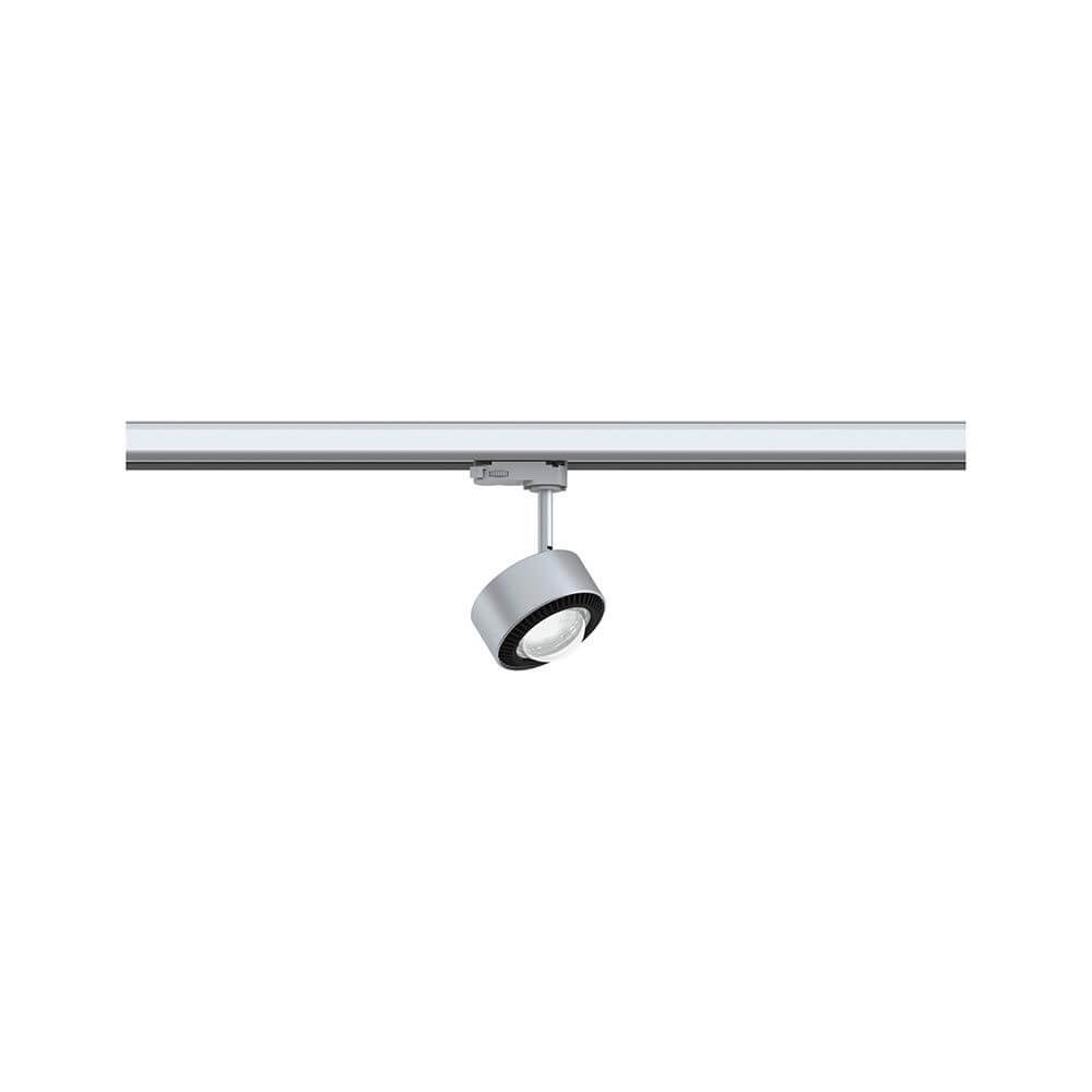 ProRail3 LED Schienenspot Aldan 8,2W Dimmbar Silber, Schwarz auf einer Schiene montiert