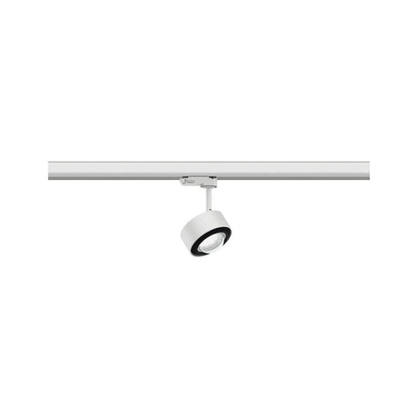 ProRail3 LED track spotlight Aldan white, black mounted on a track, modern design and dimmable.