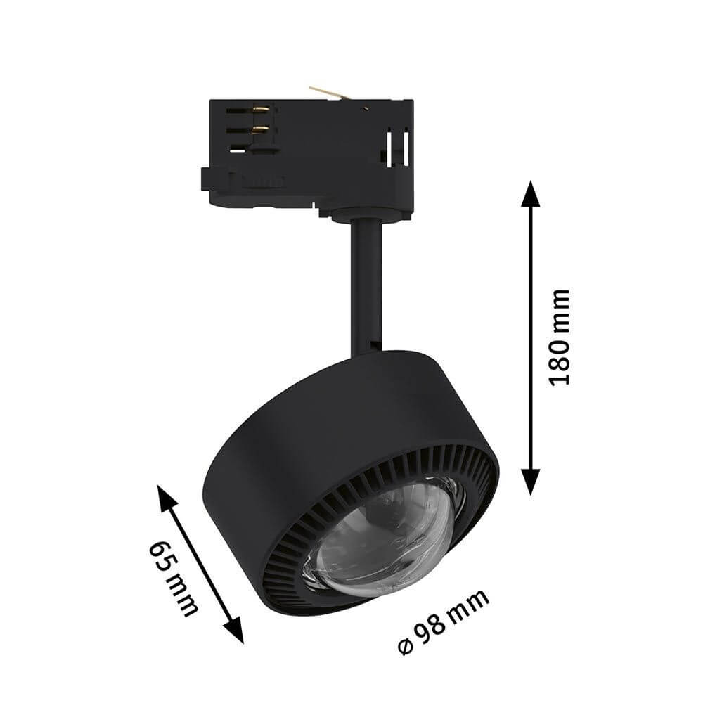 ProRail3 LED Schienenspot Aldan Dimmbar Schwarz, Chrom - modernes Design mit klarer Lichtkanten-Technologie.