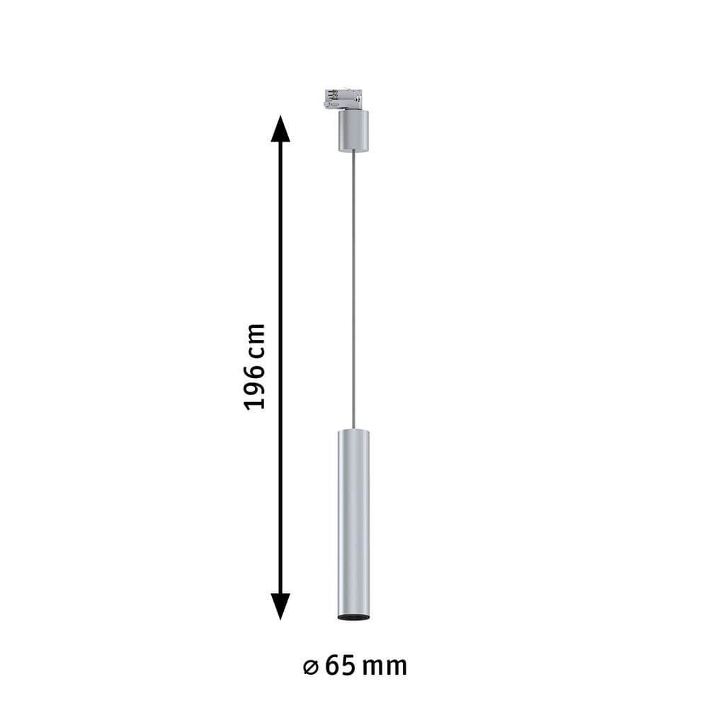 ProRail3 Pendelleuchte Artemons Dimmbar Silber mit 196 cm Länge und 65 mm Durchmesser.