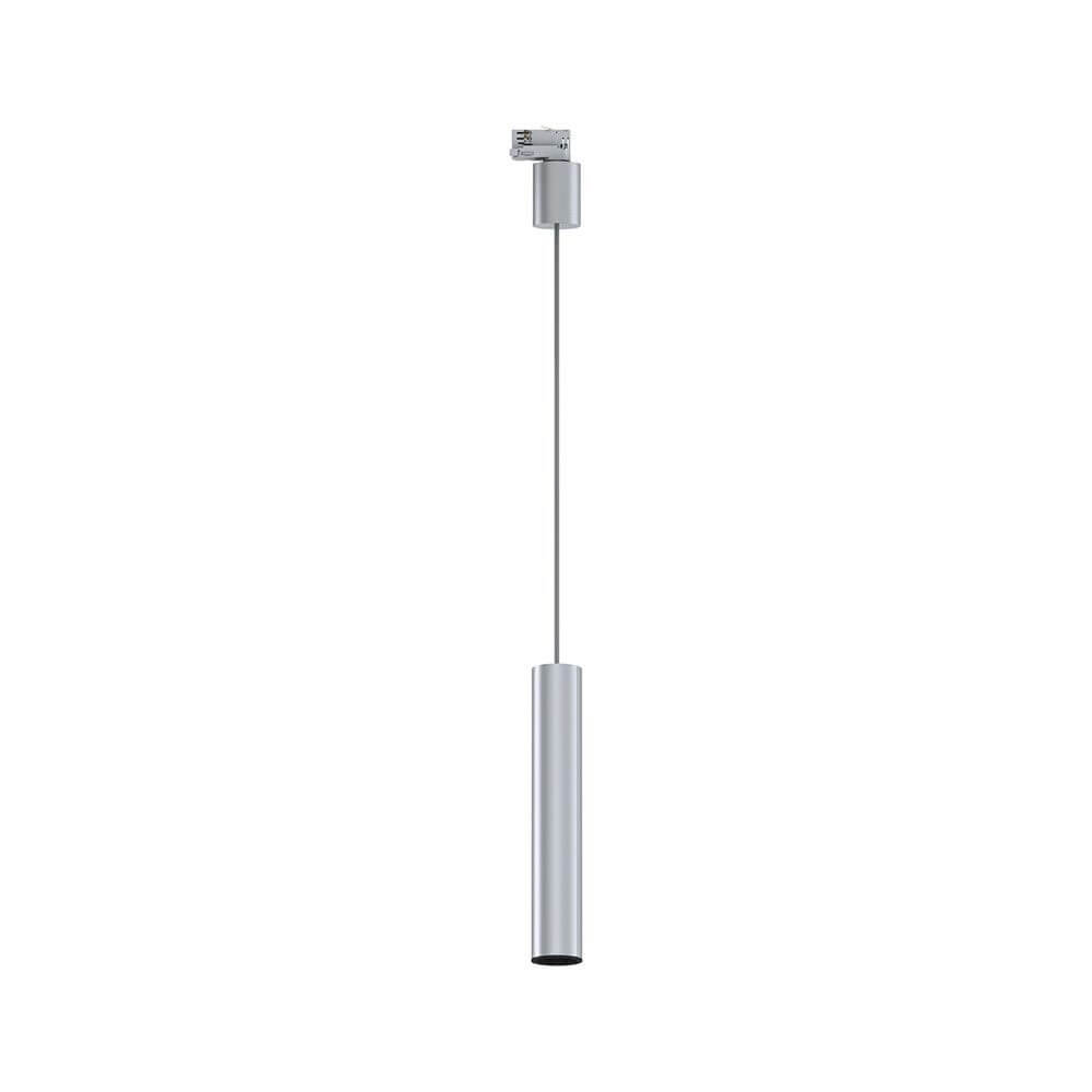 ProRail3 Pendelleuchte Artemons Dimmbar Silber mit elegantem, zylindrischem Design und langem Stoffkabel.