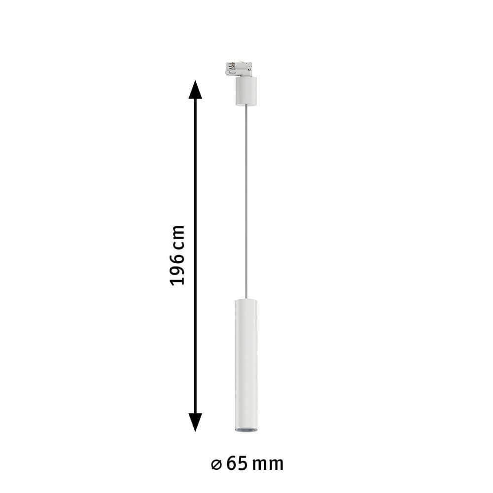 ProRail3 Pendelleuchte Artemons Weiß mit weißen Stoffkabel und Aluminium-Korpus, ideal für hohe Räume.