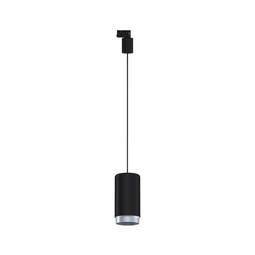ProRail3 Pendelleuchte Corus Dimmbar Schwarz mit schwarzem Aluminium-Korpus und Stoffkabel.