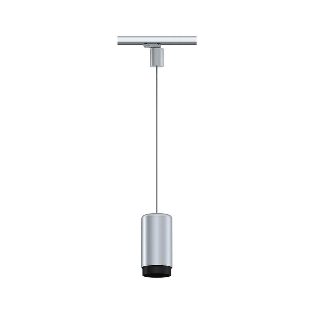 ProRail3 Pendelleuchte Corus Silber mit elegantem Design und einem langen Stoffkabel für hohe Räume.