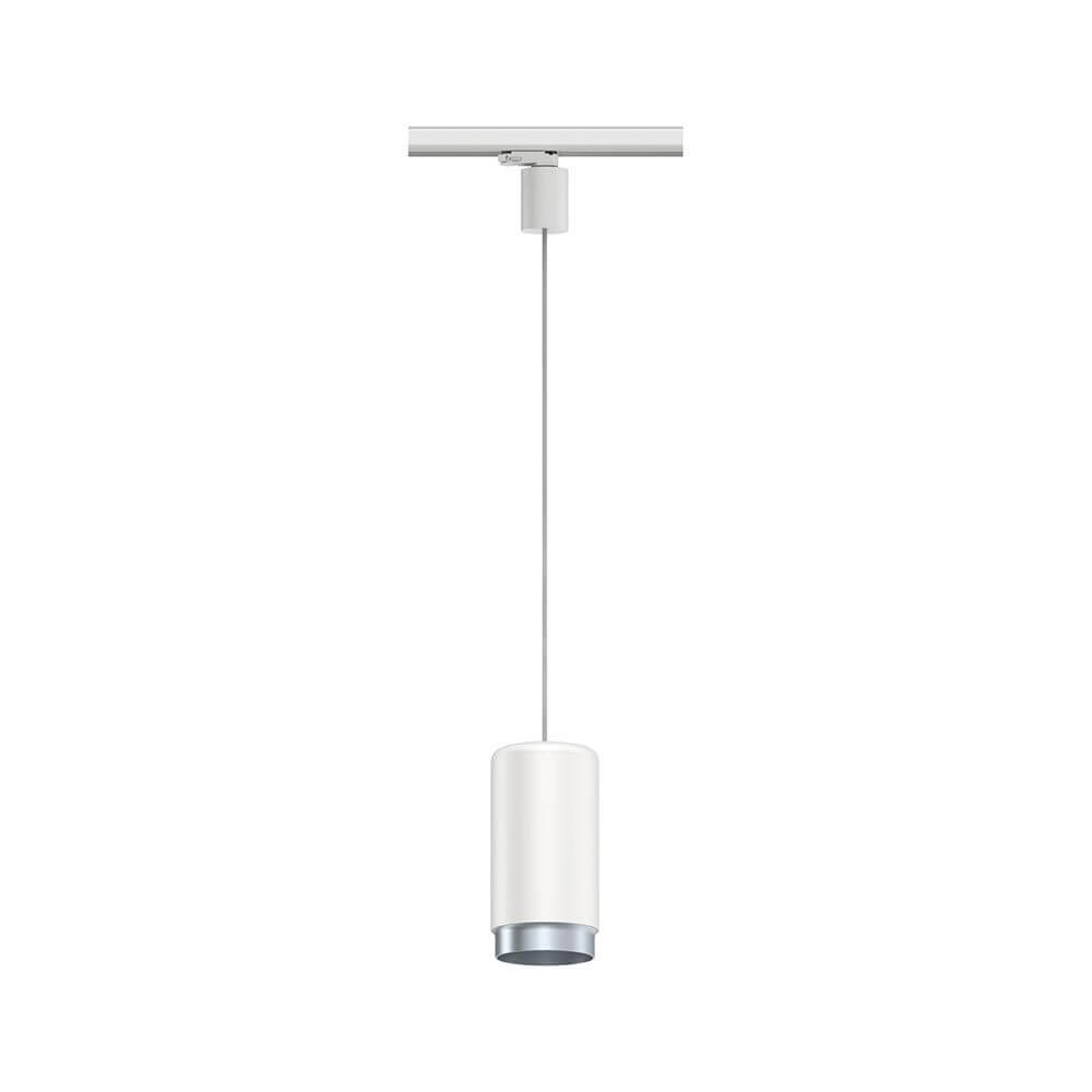 ProRail3 Pendelleuchte Corus Weiß mit elegantem Design und langem Kabel, ideal für hohe Räume.
