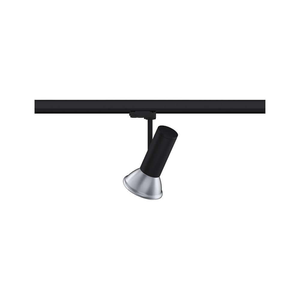 ProRail3 Schienenspot Apol in Schwarz mit E27-Lampe, ideal für Gänge und Flure zur gezielten Beleuchtung.