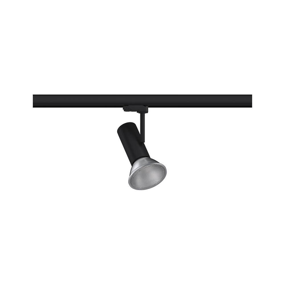 ProRail3 Schienenspot Apol Schwarz für E27-Lampe, ideal zum Beleuchten von Bildern in Gängen und Fluren.