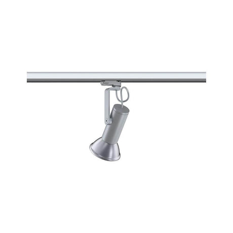 ProRail3 track spotlight Apol II dimmable chrome mounted on a track, ideal for targeted lighting.
