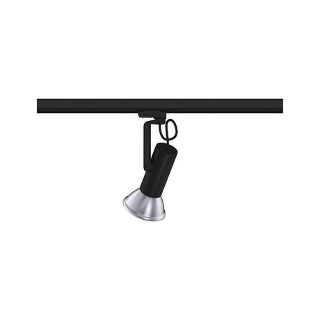 ProRail3 track spotlight Apol II dimmable black mounted on a track, ideal for flexible lighting.