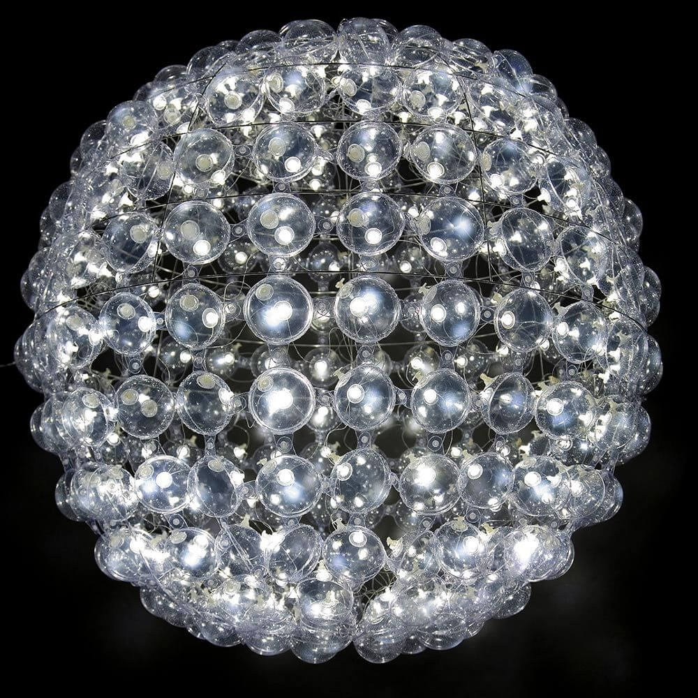 Megastar Design-Kronleuchter 140cm in edlem Bubbles®-Design mit LED-Beleuchtung und kristallähnlichem Look.