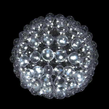 Superstar Design-Kronleuchter 100cm mit transparenten Hüllen und LEDs, modernes Design für jedem Raum.