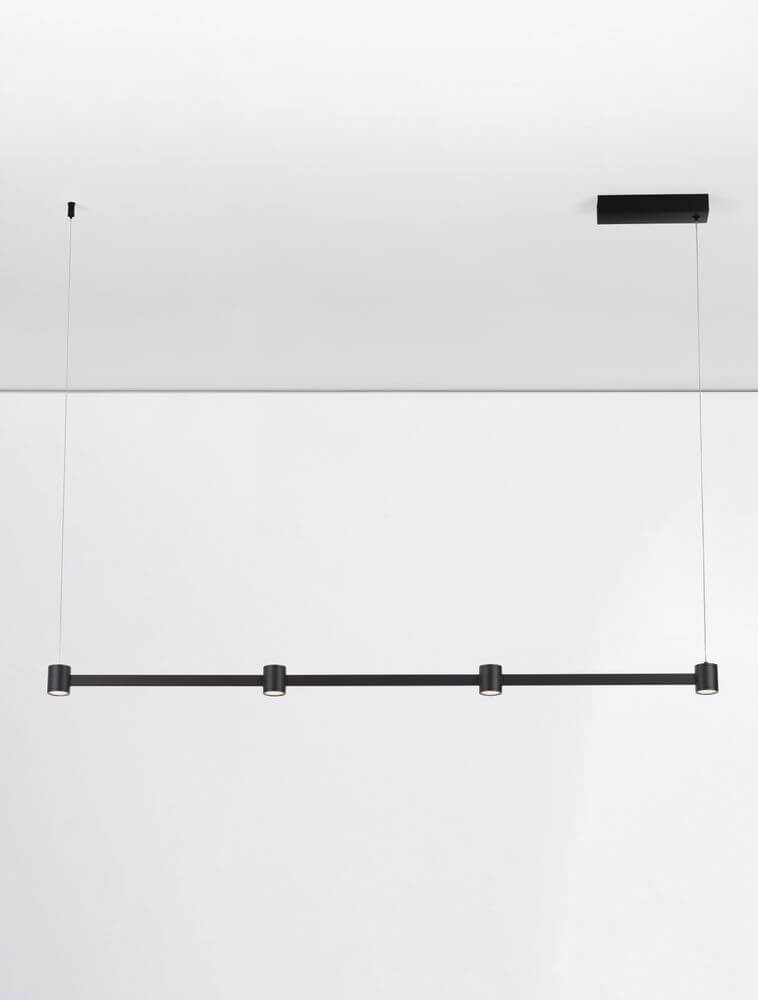 Puize LED Pendelleuchte 4-flammig 3000K Schwarz elegante Aluminium Konstruktionsdetails
