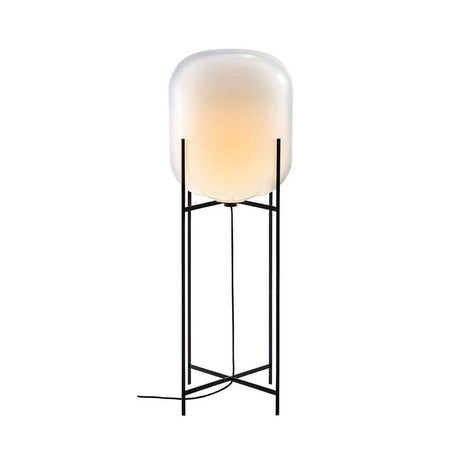 Pulpo LED Oda Big floor lamp Ø 45cm H 140cm on a slim base with a bulbous glass shape.