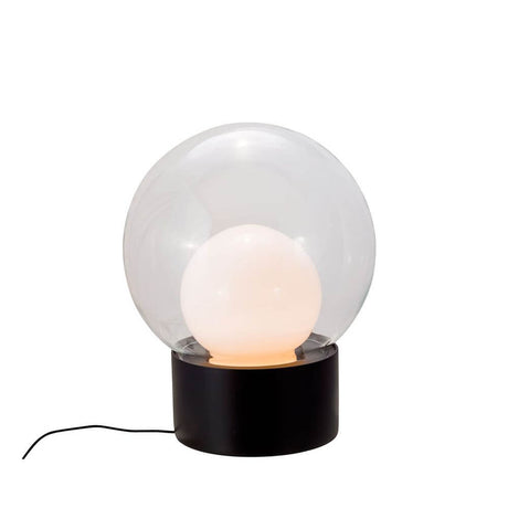 Pulpo LED table lamp Boule Medium Ø 58 cm with spherical glass and matte porcelain base.