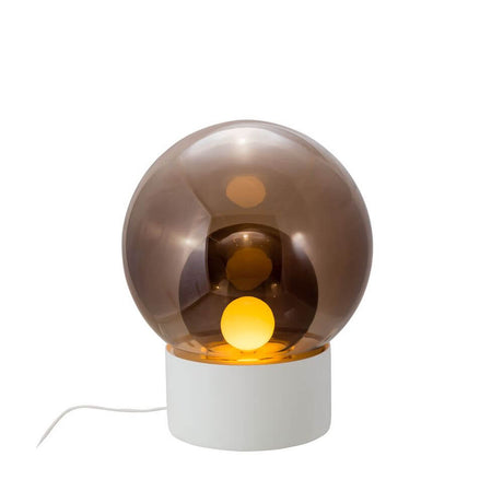 Pulpo LED table lamp Boule Medium Ø 58 cm with mouth-blown sphere glass and matte porcelain base in a stylish design.