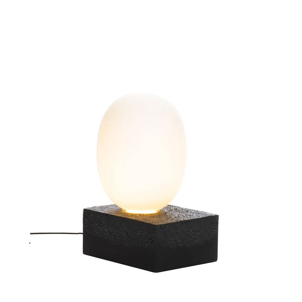Pulpo LED Tischlampe Magma Two, Ø 30cm, H 55cm, aus gefrostetem Glas mit handgefertigtem Keramikboden.
