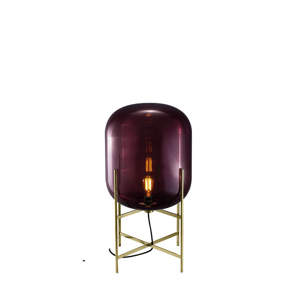 Pulpo LED Tischlampe Oda Medium Ø 45cm H 85cm mit eleganter Glasform und goldfarbenem Gestell