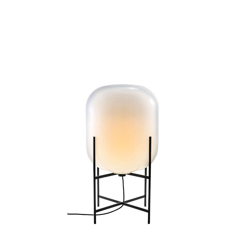 Pulpo LED Tischlampe Oda Medium mit mundgeblasenem Glas und stilvollem Metallgestell, warmes Licht.