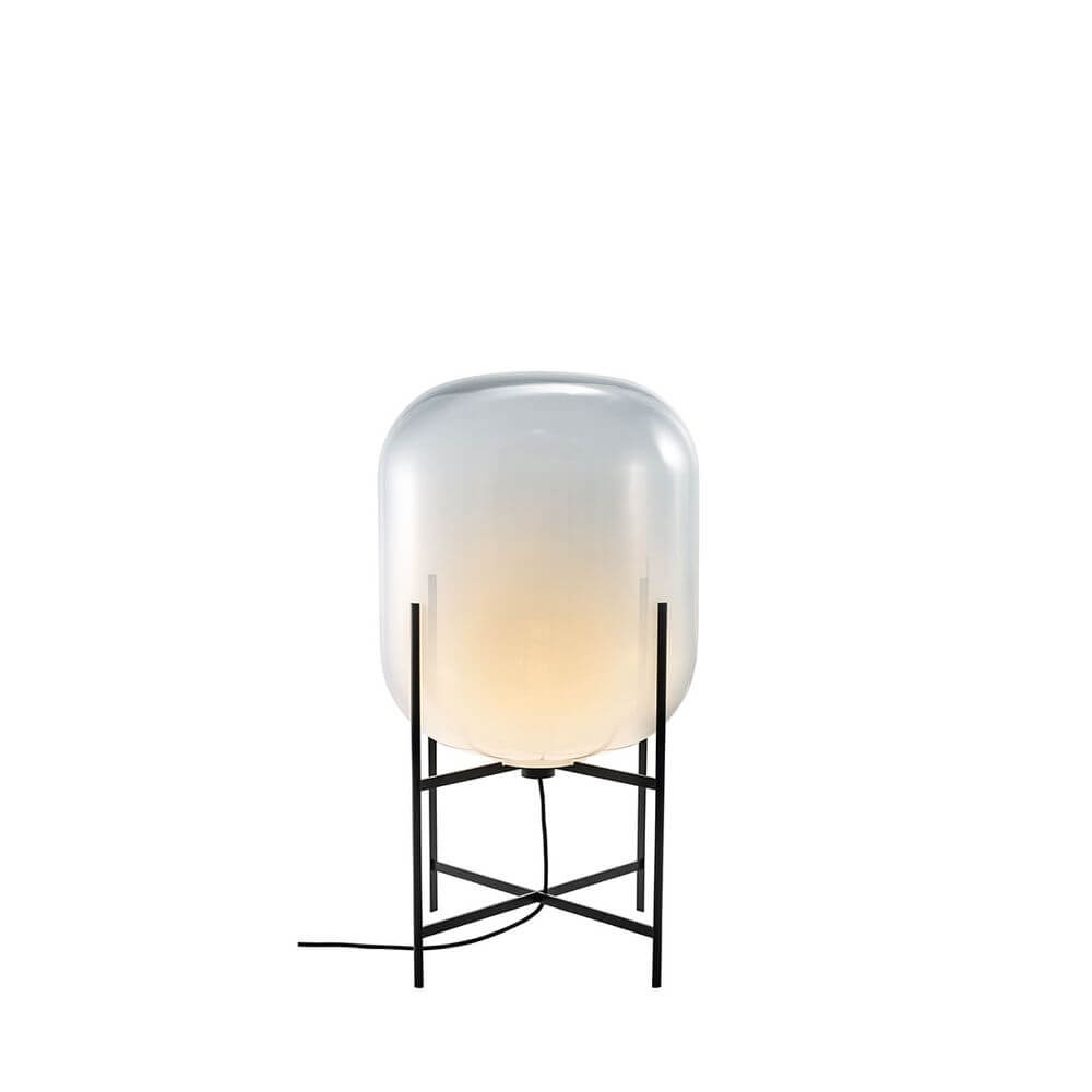 Pulpo LED Tischlampe Oda Medium, Ø 45cm, H 85cm, mit schmaler Basis und mundgeblasenem Glas, warmes Licht.