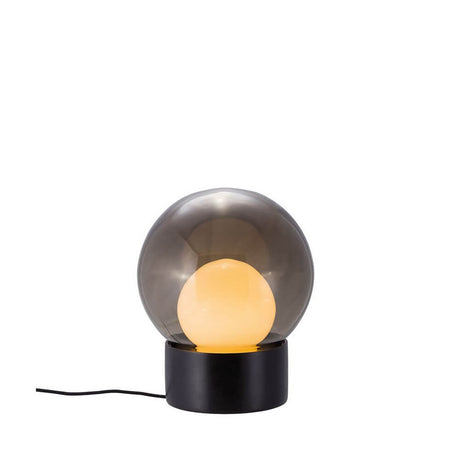 Pulpo LED table lamp Boule Small Ø 29cm with a matt porcelain base and mouth-blown sphere glass.