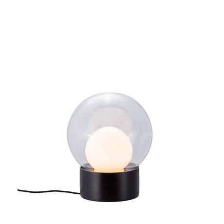 Pulpo LED table lamp Boule Small Ø 29cm with a matt-glazed porcelain base and mouth-blown sphere glass.