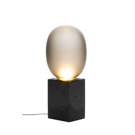 Pulpo LED table lamp Magma One High Ø 30cm H 69cm on a black base with mouth-blown glass.