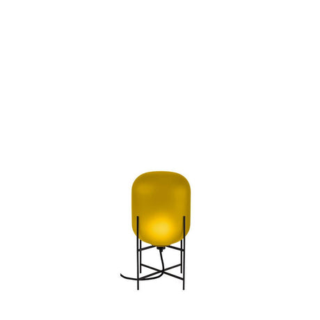 Pulpo LED table lamp Oda Small Ø 24cm H 45cm in yellow with a slim base and a bulbous shape, ideal for interior design.