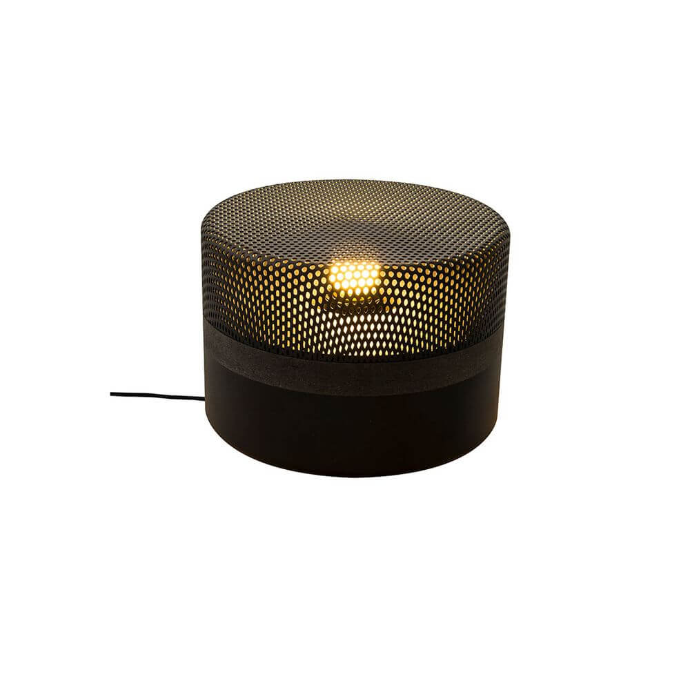 Pulpo LED Tischleuchte Steel Drop Small Ø 20cm mit Stahlgehäuse und beleuchtetem Lichtschirm.