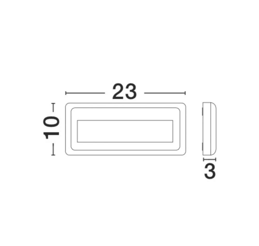 Technische Zeichnung der Pulsar LED Außenwandleuchte Rechteckig Abstrahlwinkel 38° Dunkelgrau IP54, Maße in cm.