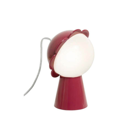 Daisy table lamp in red with adjustable flower bud for romantic light in the room.