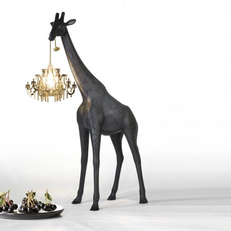 Giraffe in Love XS floor lamp 100cm with classic chandelier in giraffe design by qeeboo.