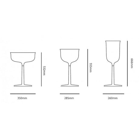 Plan coté de la lampe de table Goblets transparente avec dimensions en millimètres.