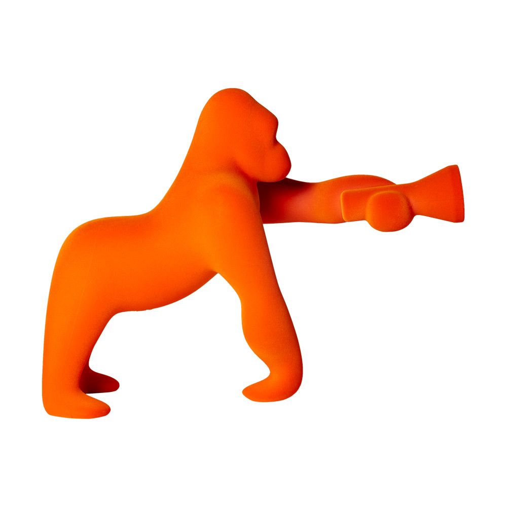 Kong XS Samt Tischlampe Gorilla in leuchtendem Orange, modisches Design für Innenräume