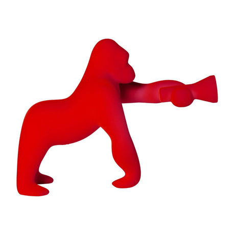 Kong XS Samt bordlampe Gorilla i rød, moderne bordlampe med justerbar arm for stemningsfull belysning.