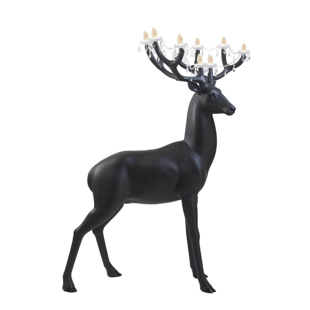 LED Sherwood Hirsch Außenstehleuchte IP55, moderner Hirsch mit Kronleuchter aus Kristallen.