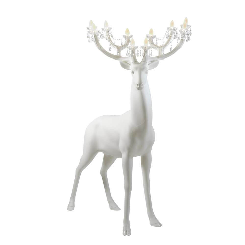 LED Sherwood Hirsch Außenstehleuchte IP55 – stilvolle Hirschskulptur mit Kronleuchter-Design und Kristallen.