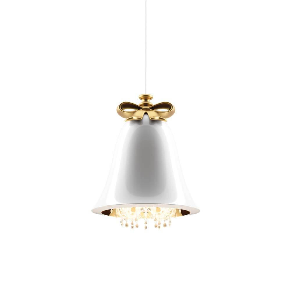 Mabelle Kronleuchter 12-flammig, elegante Pendelleuchte mit goldener Schleife und Kristallakzenten.