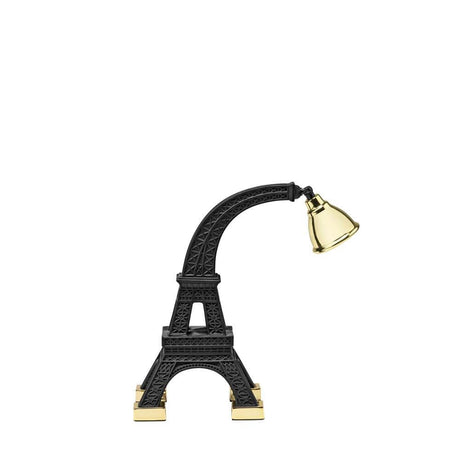 Paris XS LED rechargeable table lamp in the shape of the Eiffel Tower with dome-shaped brass diffuser.