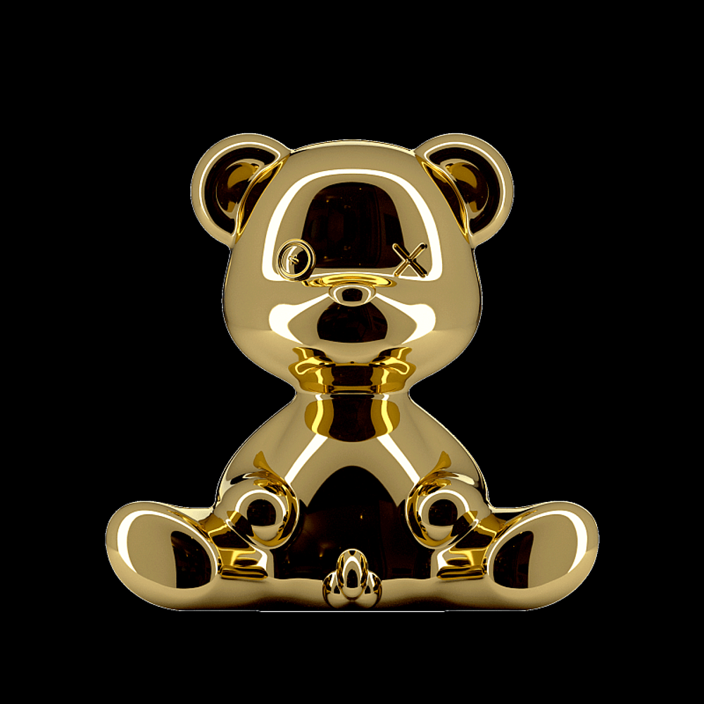 Teddy Boy Metal Tischleuchte in gold glänzendem Design, inspiriert von einem Teddybären.