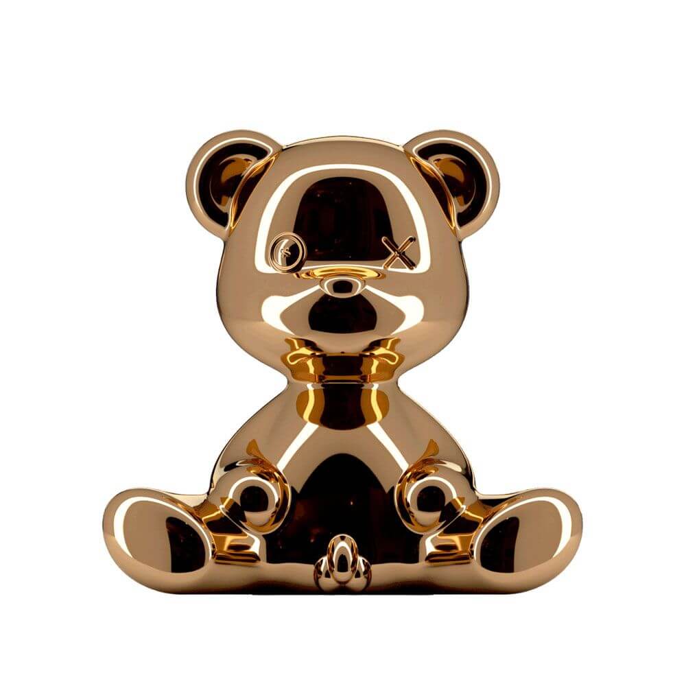 Teddy Boy Metal Tischleuchte in goldfarbenem Metall, designed by Stefano Giovannoni als modische Tischlampe.