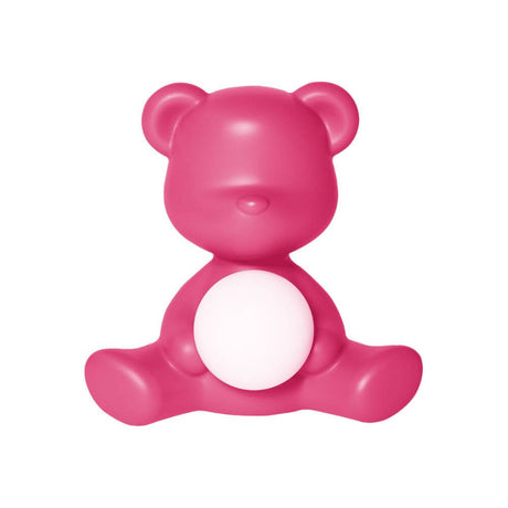 Teddy Girl rechargeable table lamp in pink, cordless table lamp in teddy bear look with a glowing sphere.