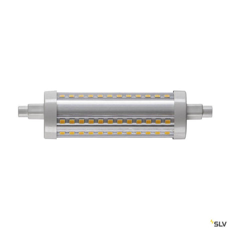 R7s LED 15W 3000K Cri90 330° 118mm Klar, dæmpbar SLV LED Pærer med 800 lumen og en levetid på 25.000 timer.