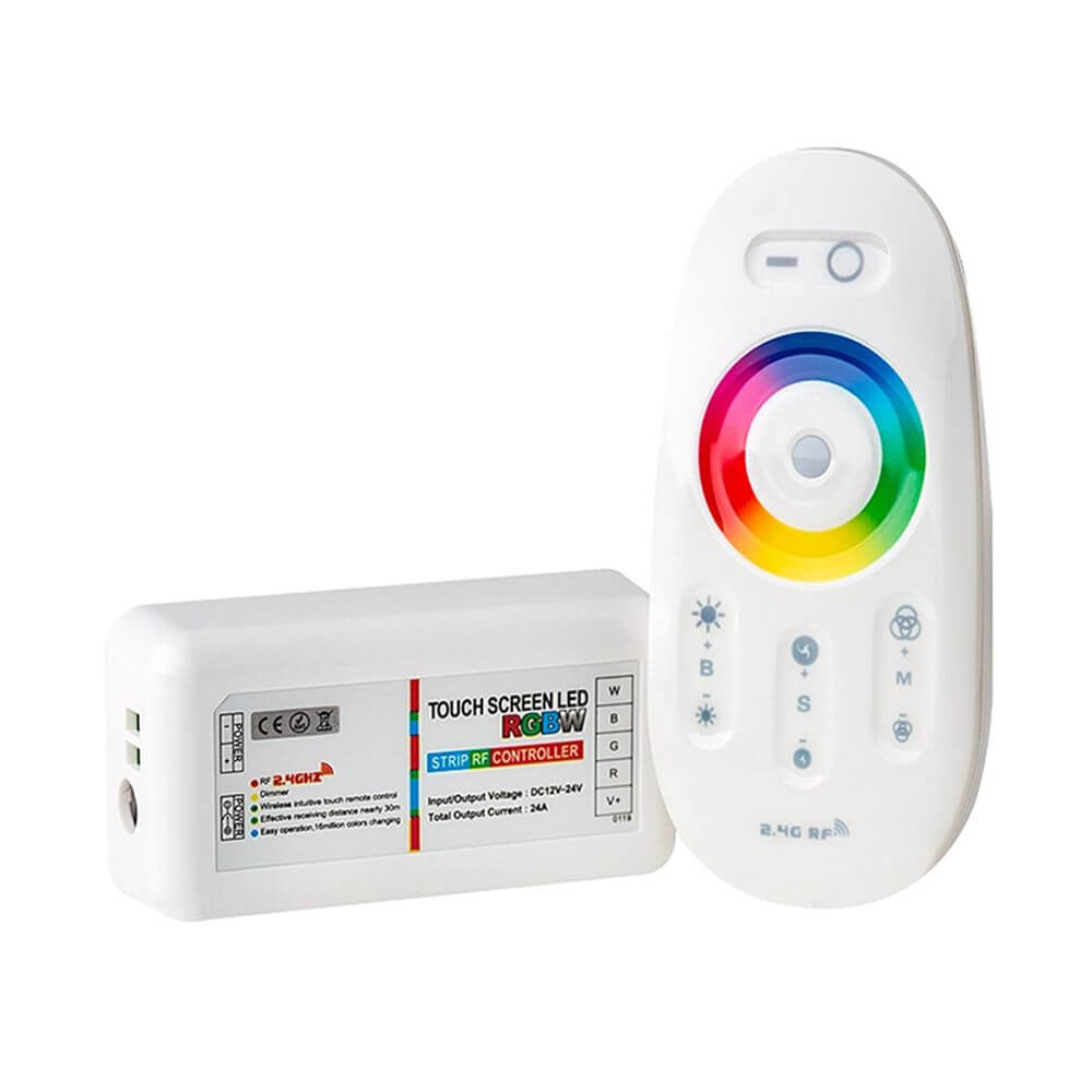 RGBW Funkcontroller mit Fernbedienung 12V-24V bis 10A mit Touchscreen für LED-Strips