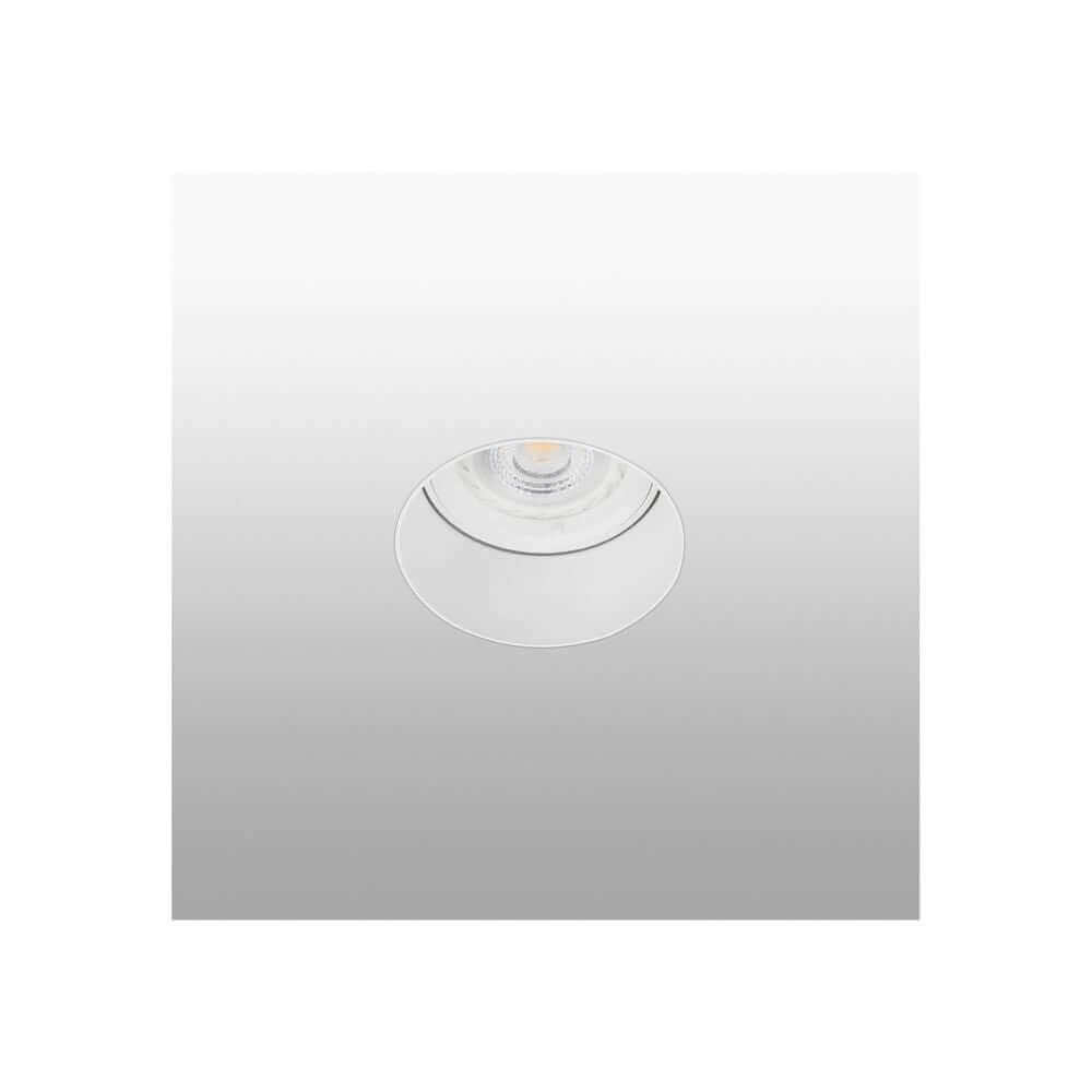 Rahmenloser Einbaustrahler Fresh 230V Weiß – runde Einbauleuchte aus Aluminium, ideal für Gewerbe- und Arbeitsräume.