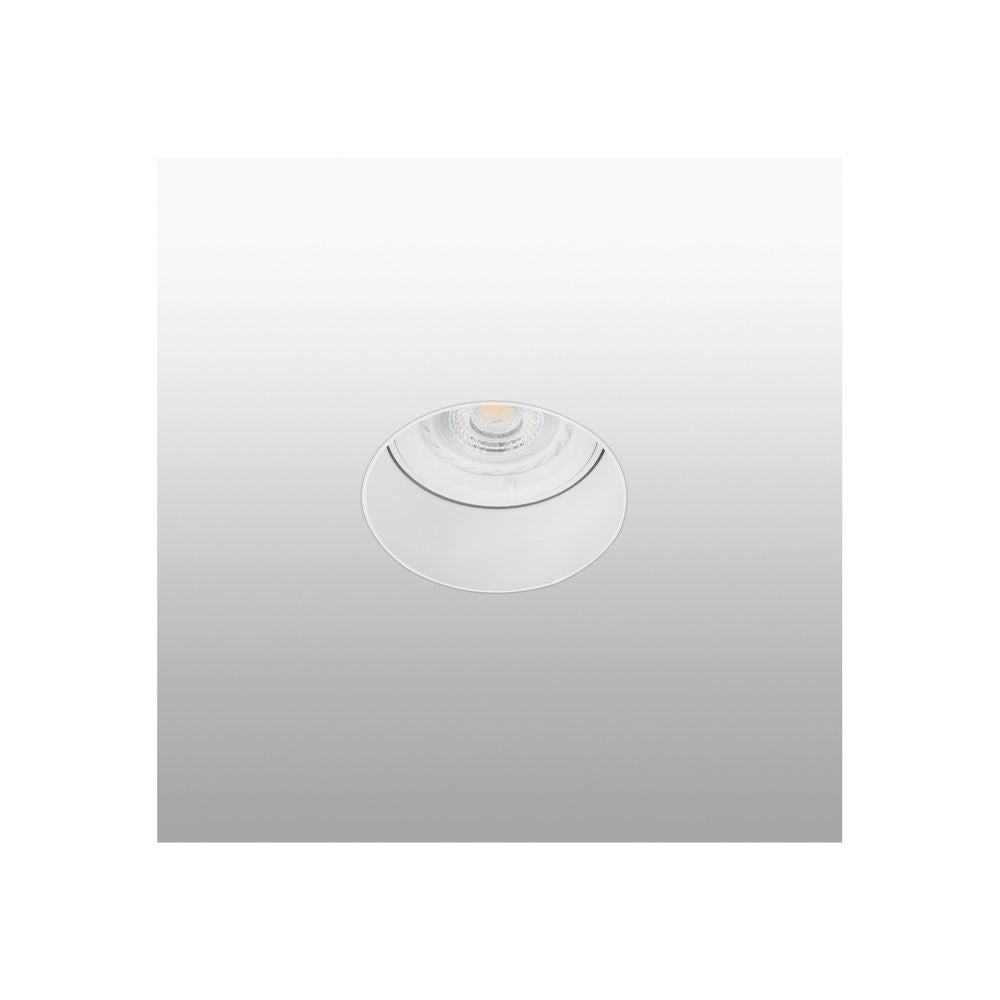 Rahmenloser Einbaustrahler Fresh 230V Weiß - runde Einbauleuchte aus Aluminium, ideal für Gewerbe- und Arbeitsräume.
